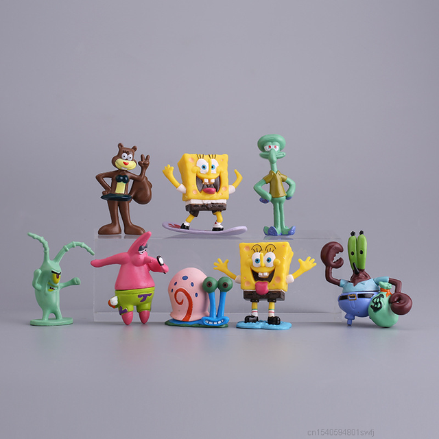 Figurki akcji Anime Bob: Zestaw 15 figur gąbek Patrick Star - model PVC, doskonała ozdoba do akwarium i kolekcja zabawek SpongeBob - Wianko - 1