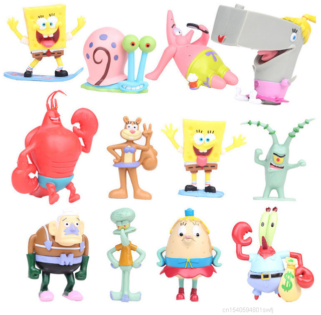 Figurki akcji Anime Bob: Zestaw 15 figur gąbek Patrick Star - model PVC, doskonała ozdoba do akwarium i kolekcja zabawek SpongeBob - Wianko - 7