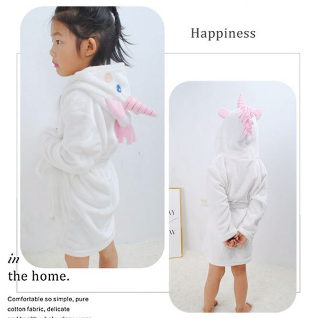 Dziecięcy szlafrok jednorożec – aksamitna koszula nocna dla dziewczynek i chłopców - Wianko - 9
