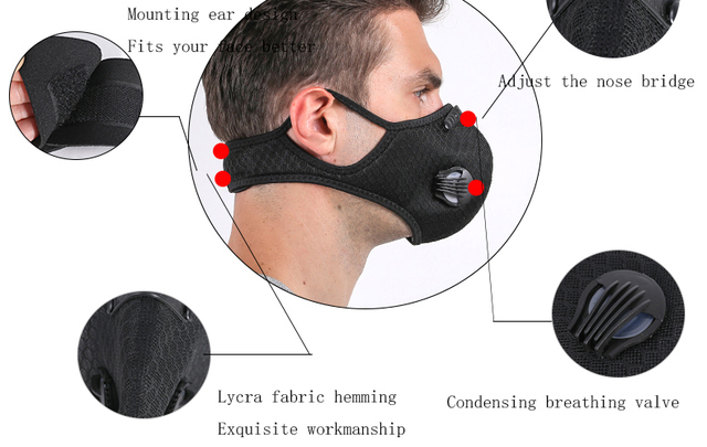 Wsparcie węglowe JINGBA PM 2.5 - maska przeciwpyłowa na uszy, sporty outdoor, kolarstwo MTB, czarna - Wianko - 20