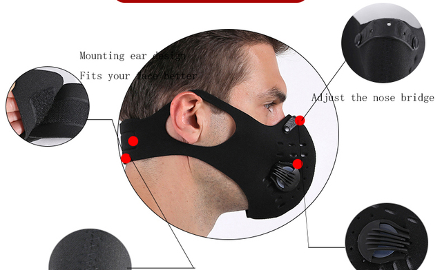 Wsparcie węglowe JINGBA PM 2.5 - maska przeciwpyłowa na uszy, sporty outdoor, kolarstwo MTB, czarna - Wianko - 6