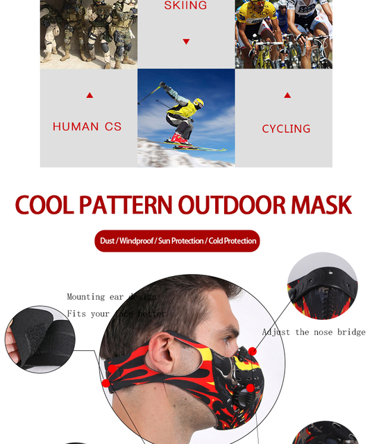 Wsparcie węglowe JINGBA PM 2.5 - maska przeciwpyłowa na uszy, sporty outdoor, kolarstwo MTB, czarna - Wianko - 31