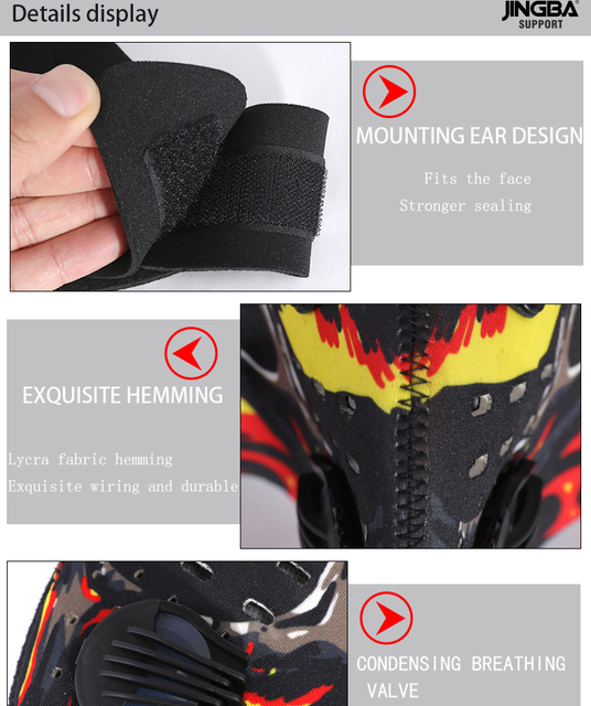 Wsparcie węglowe JINGBA PM 2.5 - maska przeciwpyłowa na uszy, sporty outdoor, kolarstwo MTB, czarna - Wianko - 33