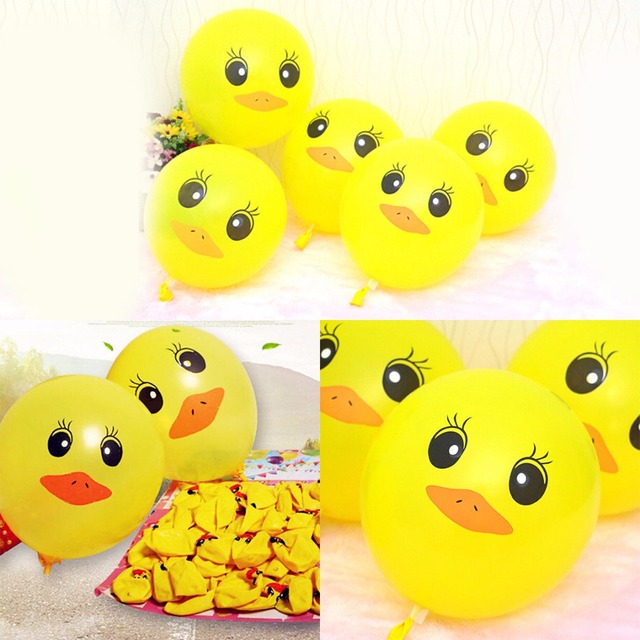 10 sztuk żółtych balonów dziecięcych z motywem kaczki - dekoracje na przyjęcia urodzinowe - Wianko - 1