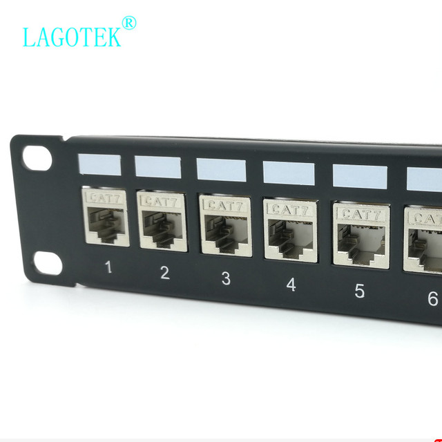 Panel krosowy RJ45 24 porty, pusty, 1U, metalowy, do montażu w szafie 19, do kabli Ethernet keystone cat5e/cat6/cat6a/cat7 - Wianko - 8
