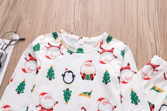 Zestaw świątecznych strojów rodzinnych z nadrukiem Świętego Mikołaja - europejski i amerykański styl, rodzice i dzieci, domowa odzież, piżamy - Wianko - 7