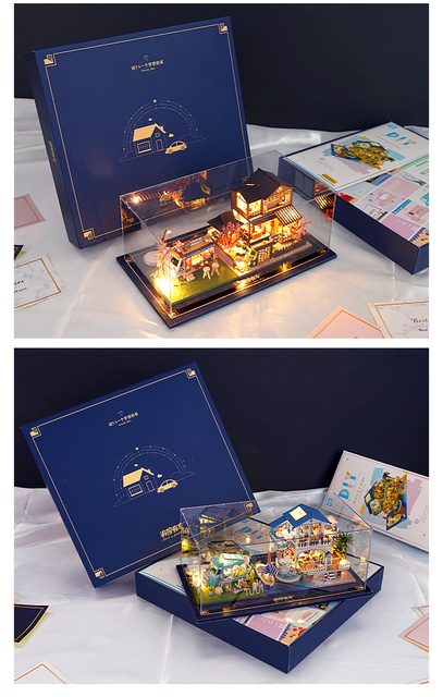 Domek dla lalek Casa DIY - miniatura z meblami, niebieski Ocean, bożonarodzeniowy prezent dla dziewczynki - Wianko - 17