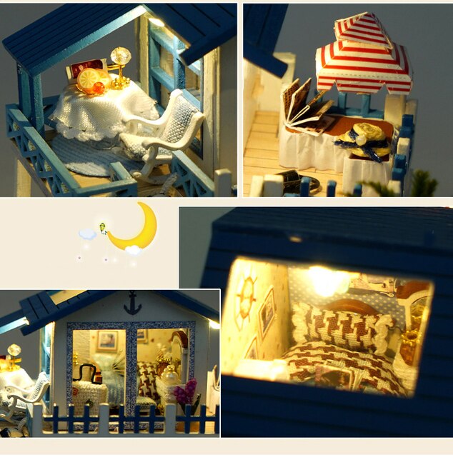 Domek dla lalek Casa DIY - miniatura z meblami, niebieski Ocean, bożonarodzeniowy prezent dla dziewczynki - Wianko - 6