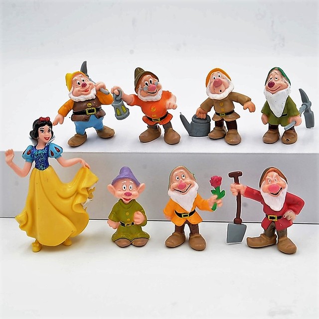 Figurki akcji Disney 8 sztuk: Księżniczka Królewna Śnieżka i 7 krasnoludków, PVC, kolekcja dla dzieci - Wianko - 1