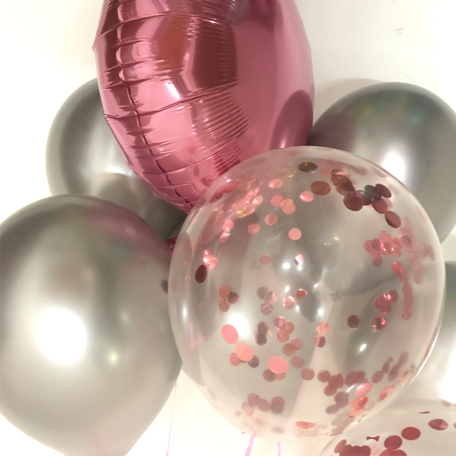 Złote konfetti - metalowe perły - 9 sztuk 12 calowe lateksowe okrągłe balony chromowane - dekoracja urodzinowa dla dzieci i dorosłych - Wianko - 3