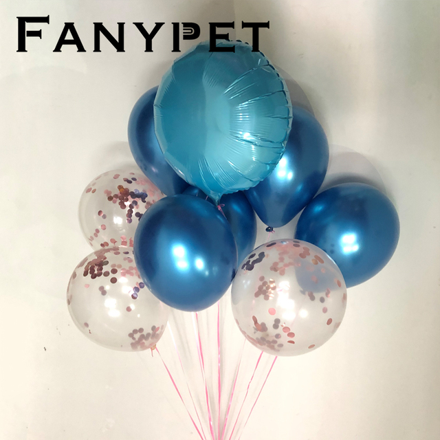 Złote konfetti - metalowe perły - 9 sztuk 12 calowe lateksowe okrągłe balony chromowane - dekoracja urodzinowa dla dzieci i dorosłych - Wianko - 6