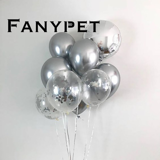 Złote konfetti - metalowe perły - 9 sztuk 12 calowe lateksowe okrągłe balony chromowane - dekoracja urodzinowa dla dzieci i dorosłych - Wianko - 10