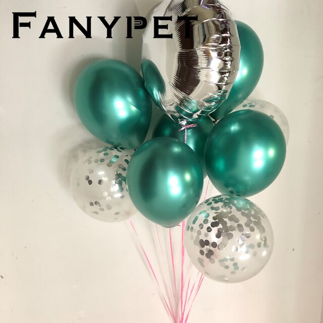 Złote konfetti - metalowe perły - 9 sztuk 12 calowe lateksowe okrągłe balony chromowane - dekoracja urodzinowa dla dzieci i dorosłych - Wianko - 13