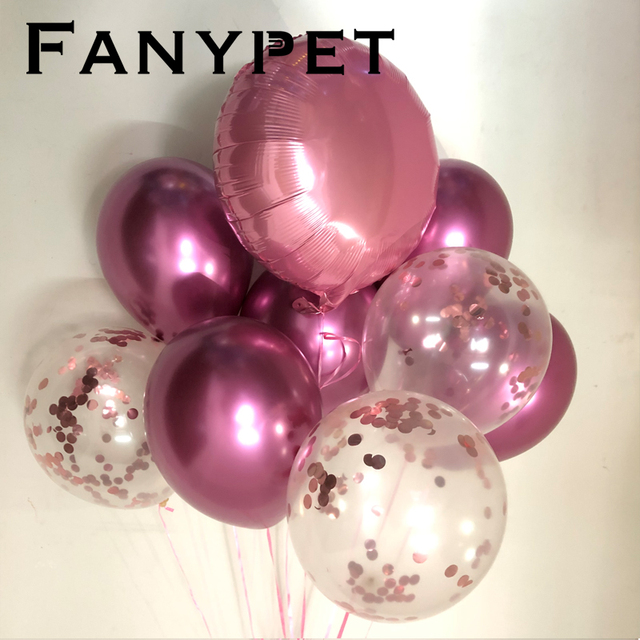 Złote konfetti - metalowe perły - 9 sztuk 12 calowe lateksowe okrągłe balony chromowane - dekoracja urodzinowa dla dzieci i dorosłych - Wianko - 2
