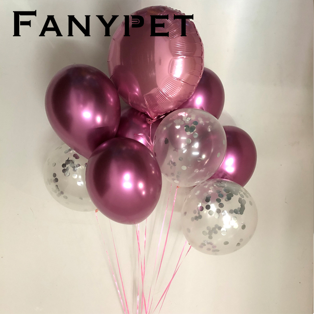 Złote konfetti - metalowe perły - 9 sztuk 12 calowe lateksowe okrągłe balony chromowane - dekoracja urodzinowa dla dzieci i dorosłych - Wianko - 5
