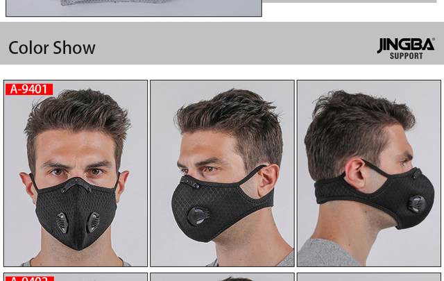 Czarna maska kolarska na twarz z filtrem z węglem aktywnym - ochrona przed kurzem dla MTB Bike Cycling Ski CS Outdoor sports mascarillas - Wianko - 26
