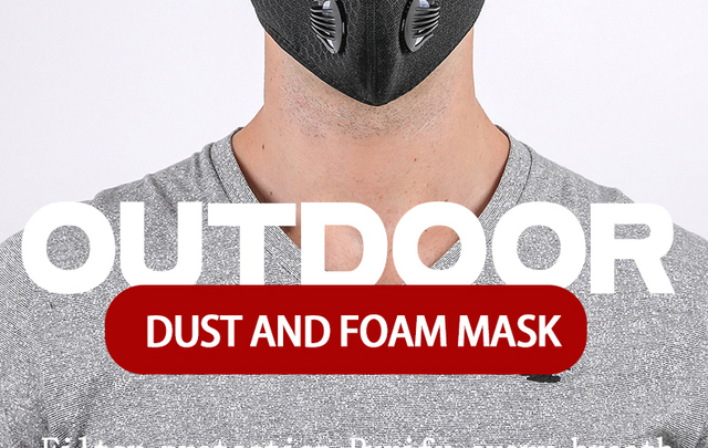Czarna maska kolarska na twarz z filtrem z węglem aktywnym - ochrona przed kurzem dla MTB Bike Cycling Ski CS Outdoor sports mascarillas - Wianko - 16
