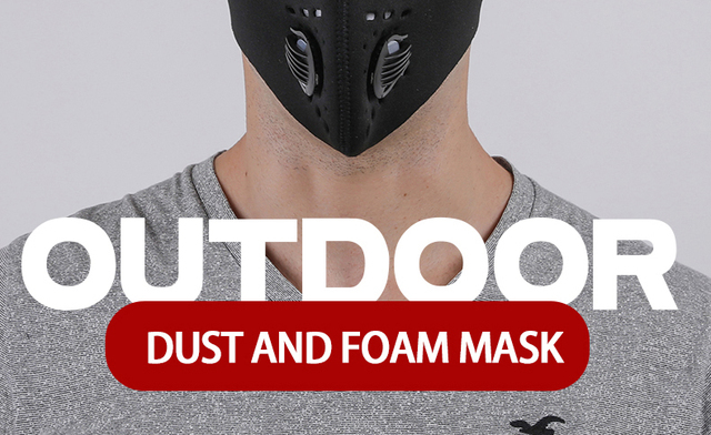 Czarna maska kolarska na twarz z filtrem z węglem aktywnym - ochrona przed kurzem dla MTB Bike Cycling Ski CS Outdoor sports mascarillas - Wianko - 2