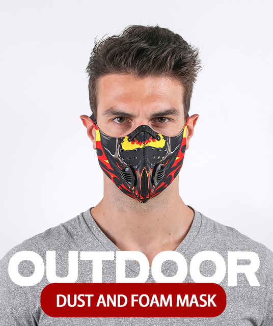 Czarna maska kolarska na twarz z filtrem z węglem aktywnym - ochrona przed kurzem dla MTB Bike Cycling Ski CS Outdoor sports mascarillas - Wianko - 29