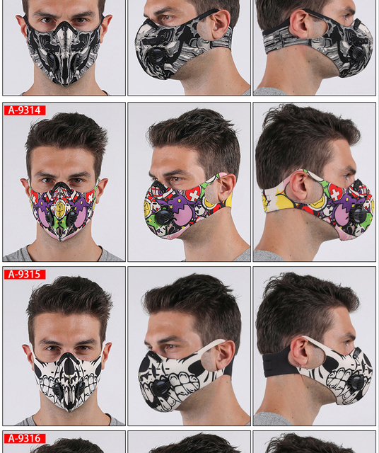 Czarna maska kolarska na twarz z filtrem z węglem aktywnym - ochrona przed kurzem dla MTB Bike Cycling Ski CS Outdoor sports mascarillas - Wianko - 38