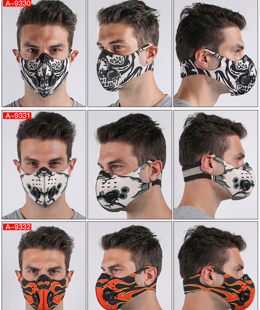 Czarna maska kolarska na twarz z filtrem z węglem aktywnym - ochrona przed kurzem dla MTB Bike Cycling Ski CS Outdoor sports mascarillas - Wianko - 44