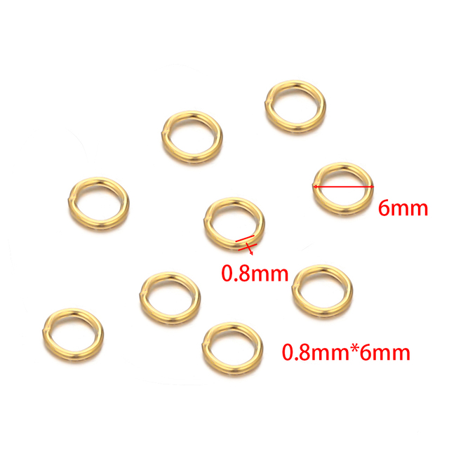 Pierścień ze stali nierdzewnej 18k z prawdziwym złotem, 100 sztuk, Jump, dzielone pierścienie do biżuterii naszyjnikowej DIY - Wianko - 7