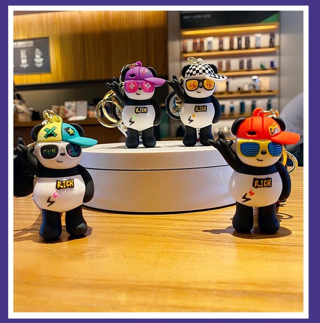 Brelok na klucze panda w kształcie okularów hip-hop z lalką, idealny dla fanów anime i rockowego stylu - Wianko - 5