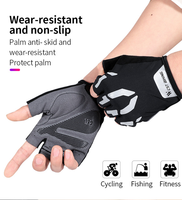Rękawiczki rowerowe półpalce WEST BIKING odblaskowe, odporne na wstrząsy, dla mężczyzn i kobiet, letnie, do sportów, fitnessu, rowerów górskich i drogowych - Wianko - 7