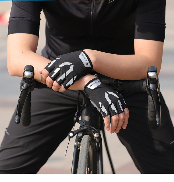 Rękawiczki rowerowe półpalce WEST BIKING odblaskowe, odporne na wstrząsy, dla mężczyzn i kobiet, letnie, do sportów, fitnessu, rowerów górskich i drogowych - Wianko - 13
