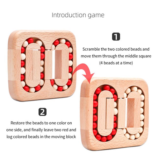 Drewniana gra logiczna edukacyjna z toczącą się piłką - zabawka drewniana Luban - Wianko - 2