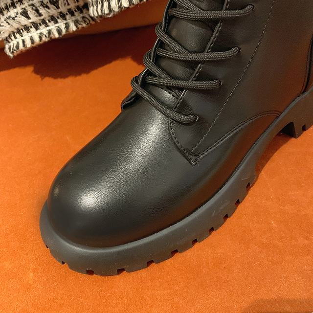 Zimowe damskie buty na obcasie do kolan - Chunky platforma, skóra PU, zasznurowane, modne botki z puchowym wyściółką - Wianko - 6