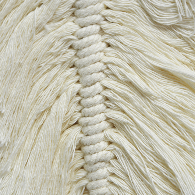 Ręcznie robiony gobelin ścienny w stylu Boho - inspirowany liściem, w technice macrame, wykonany z bawełny - Wianko - 15