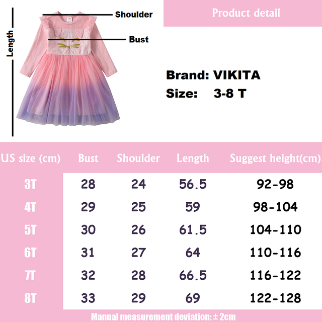 Długorękawowa sukienka VIKITA Kid Girls w króliczym wydruku dla dziewczyn - wiosenna/jesienna sukienka w stylu księżniczki z siateczkowym dodatkiem - Wianko - 1