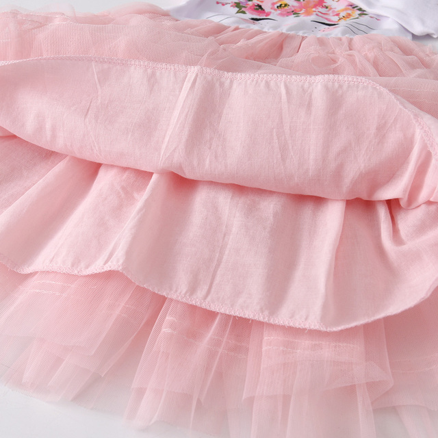 Długorękawowa sukienka VIKITA Kid Girls w króliczym wydruku dla dziewczyn - wiosenna/jesienna sukienka w stylu księżniczki z siateczkowym dodatkiem - Wianko - 13