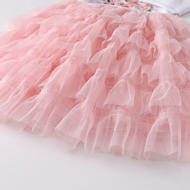 Długorękawowa sukienka VIKITA Kid Girls w króliczym wydruku dla dziewczyn - wiosenna/jesienna sukienka w stylu księżniczki z siateczkowym dodatkiem - Wianko - 12