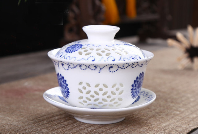 Zestaw do herbaty ceramiczny CJ261 Kung Fu - 10 sztuk: niebieski kubek, biały czajniczek, porcelana kostna, herbata morze - Wianko - 9