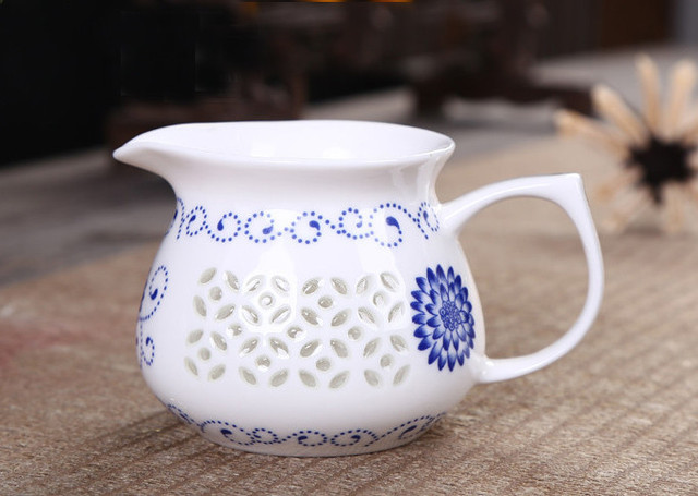 Zestaw do herbaty ceramiczny CJ261 Kung Fu - 10 sztuk: niebieski kubek, biały czajniczek, porcelana kostna, herbata morze - Wianko - 7