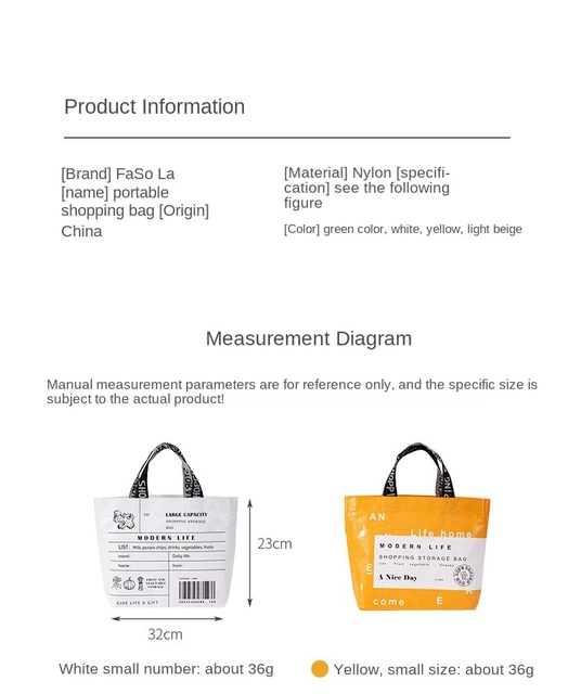 Japońska zmywalna torba na zakupy, wielokrotnego użytku, składana, ekologiczna, ciężkie zakupy, nylonowe, spożywcze, Ripstop Totes - Wianko - 19