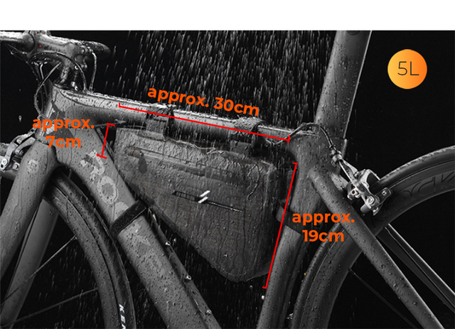 Torba na ramę roweru o pojemności 5L i 8L, w pełni wodoodporna, z trójkątnym przodem i szczupłą konstrukcją, idealna do rowerów MTB i szosowych - Wianko - 6