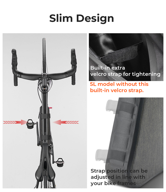 Torba na ramę roweru o pojemności 5L i 8L, w pełni wodoodporna, z trójkątnym przodem i szczupłą konstrukcją, idealna do rowerów MTB i szosowych - Wianko - 11