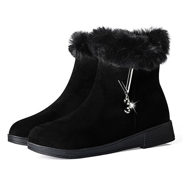 Krótkie damskie botki zimowe z obcasem, ciepłe i masywne, w stylu casual, buty buty do kostki, dostępne w rozmiarze 40 - Wianko - 4