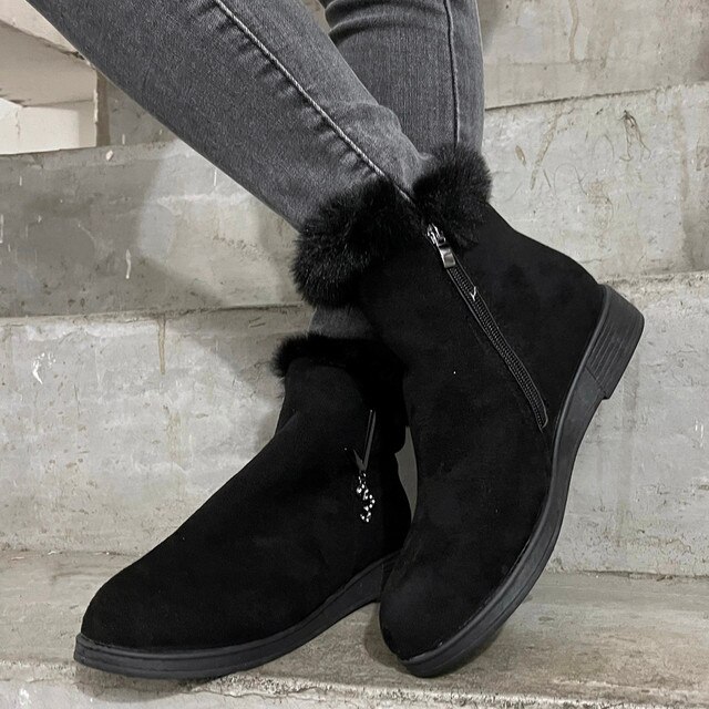Krótkie damskie botki zimowe z obcasem, ciepłe i masywne, w stylu casual, buty buty do kostki, dostępne w rozmiarze 40 - Wianko - 1