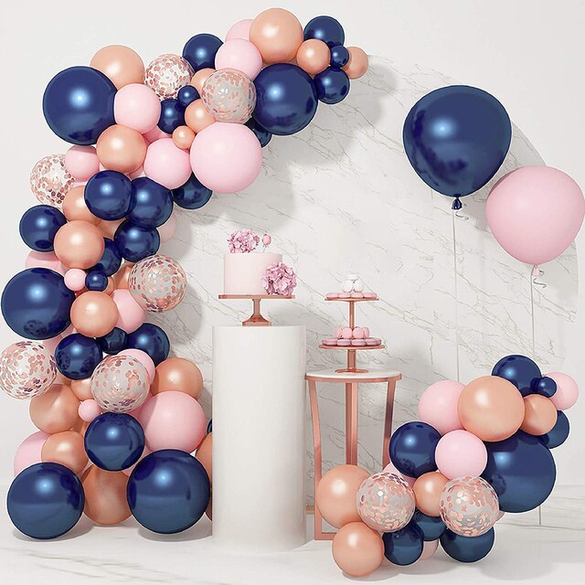 Zestaw balonów różowe złoto ślub - 121 sztuk/partia - konfetti, granatowy balon Arch, Garland - Baby Shower Birthday Party dekoracje - Wianko - 8