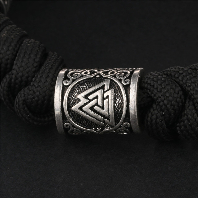 Mężczyźni Bransoletka z Kamieniem Amuletem Rune Metal Viking - Handmade, Craft, Tkane Liny - Wianko - 10