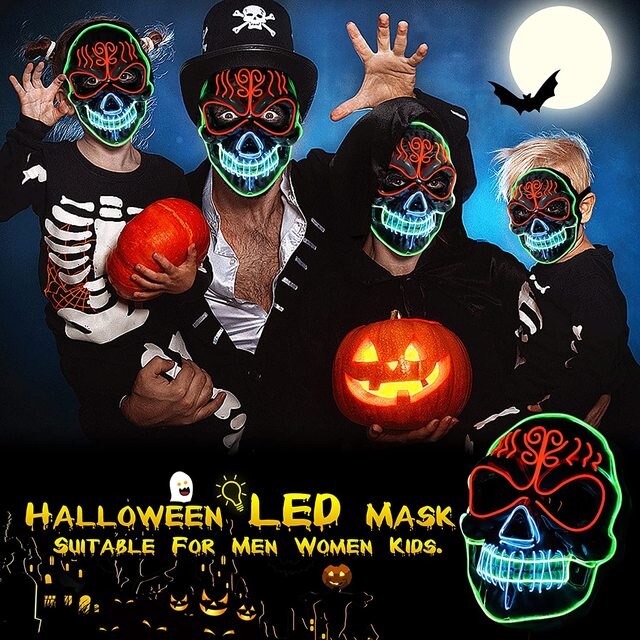 Maska LED Halloween 2021 - przerażające światło, kształt czaszki, świetna do cosplayu i żartów - Wianko - 6