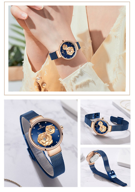 Nowy zegarek damski NAVIFORCE z kryształowym wzorem kwiatowym - Wianko - 14