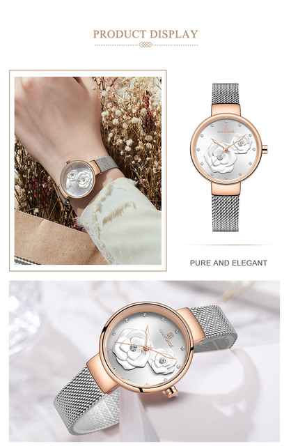 Nowy zegarek damski NAVIFORCE z kryształowym wzorem kwiatowym - Wianko - 10
