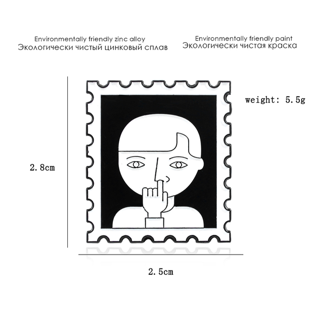 Kreatywna broszka unisex w kształcie ramki biegowej punka, czarno-biała, nieregularna - Wianko - 1