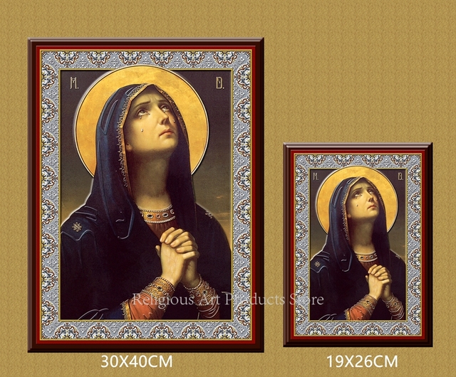 Obraz olejny ikona prawosławna Kościół Matka Boska Jezus krzyż - ozdoba religijna - Wianko - 5