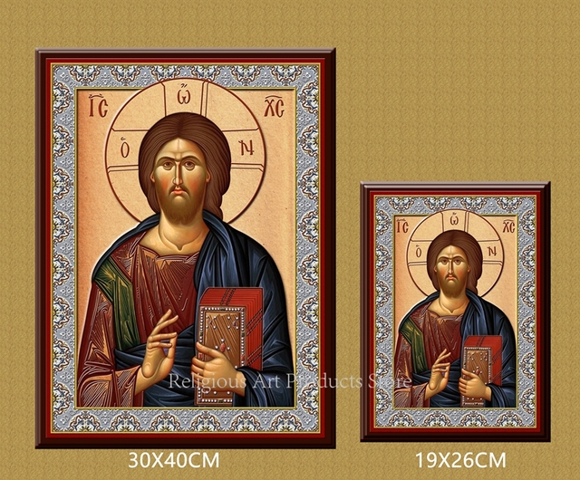 Obraz olejny ikona prawosławna Kościół Matka Boska Jezus krzyż - ozdoba religijna - Wianko - 3